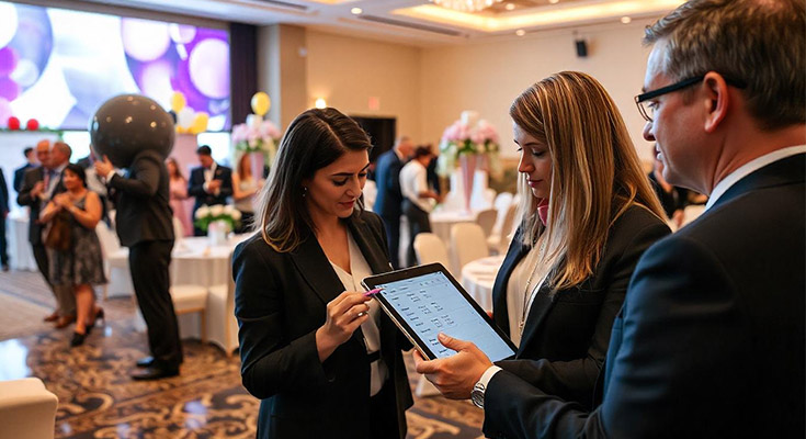 Event planning with tablet discussion